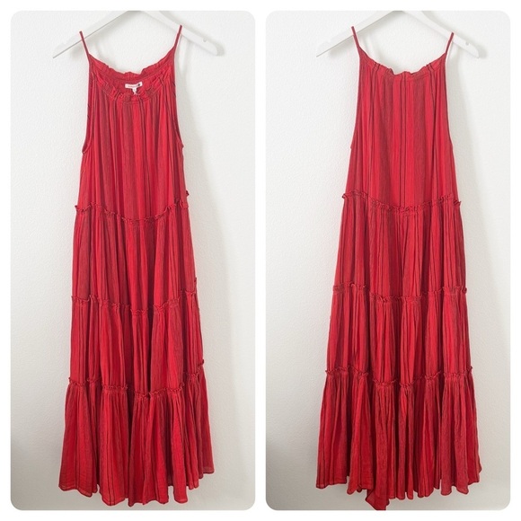 NWT NEW Sundry Stripe Tiered Maxi Dress Red Sleeveless Cotton Size 2 Medium - Picture 1 of 5